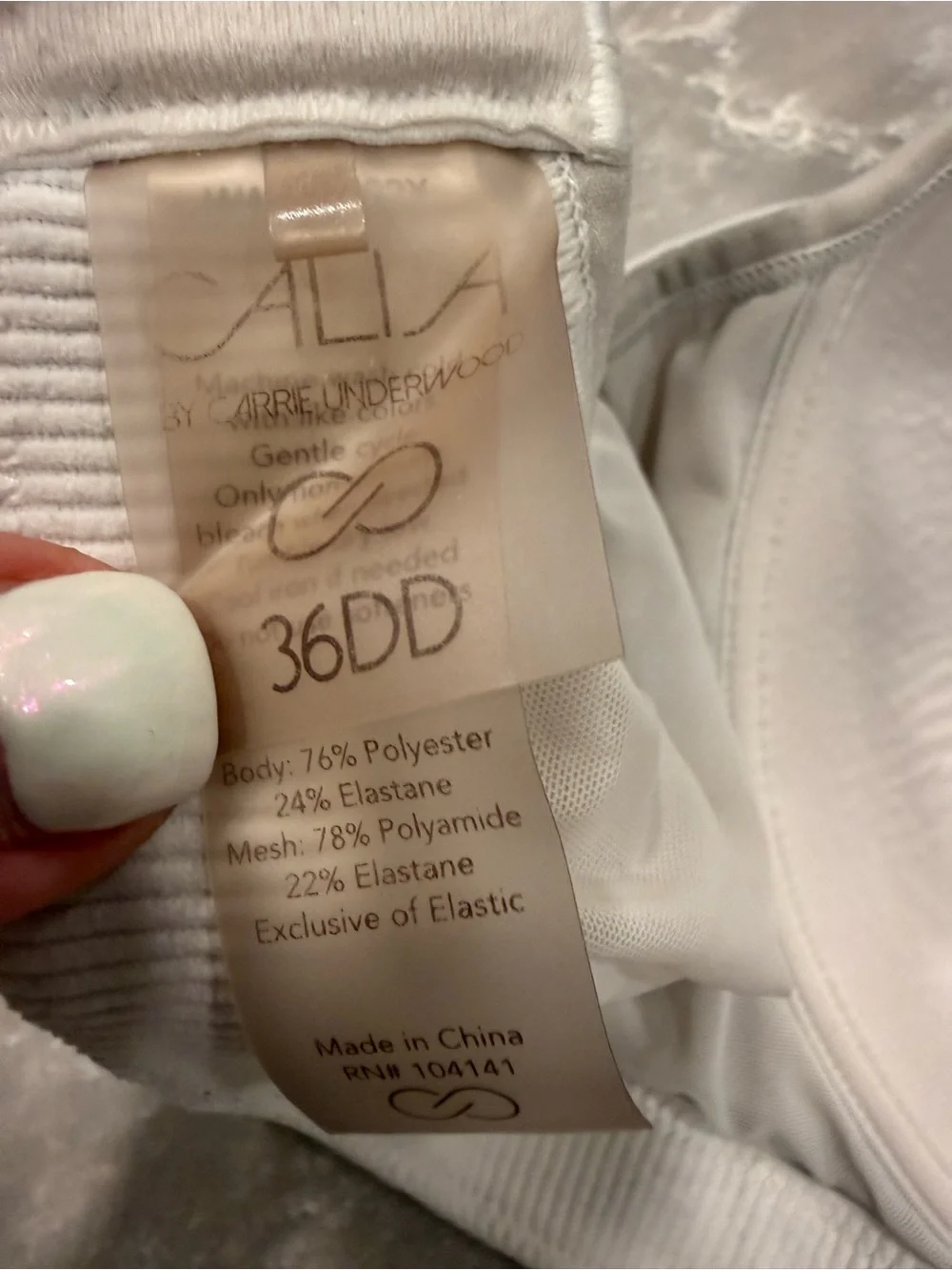 Calia by Carrie Underwood High Impact Sports Bra White 36DD Racerback - Picture 2 of 5